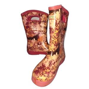 Hunter for Target Pink Abstract Print Tall Rubber Boots Girls Size 2